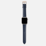 16/18/20mm Stitched Leather Strap - Navy