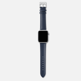 16/18/20mm Stitched Leather Strap - Navy