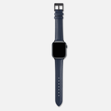 16/18/20mm Stitched Leather Strap - Navy