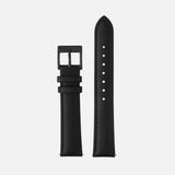 16/18/20mm Stitched Leather Strap - Black
