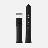 16/18/20mm Stitched Leather Strap - Black
