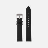 16/18/20mm Non-Stitched Leather Strap - Black