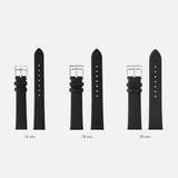16/18/20mm Non-Stitched Leather Strap - Black