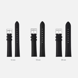 16/18/20mm Stitched Leather Strap - Black