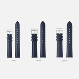16/18/20mm Stitched Leather Strap - Navy