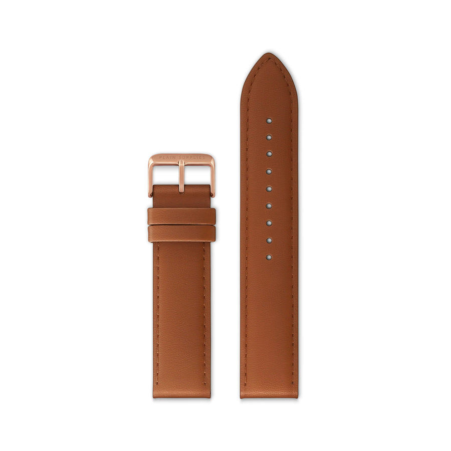 [Seconds & Sample Sale] 18mm Straight Stitched Leather Strap - Brown