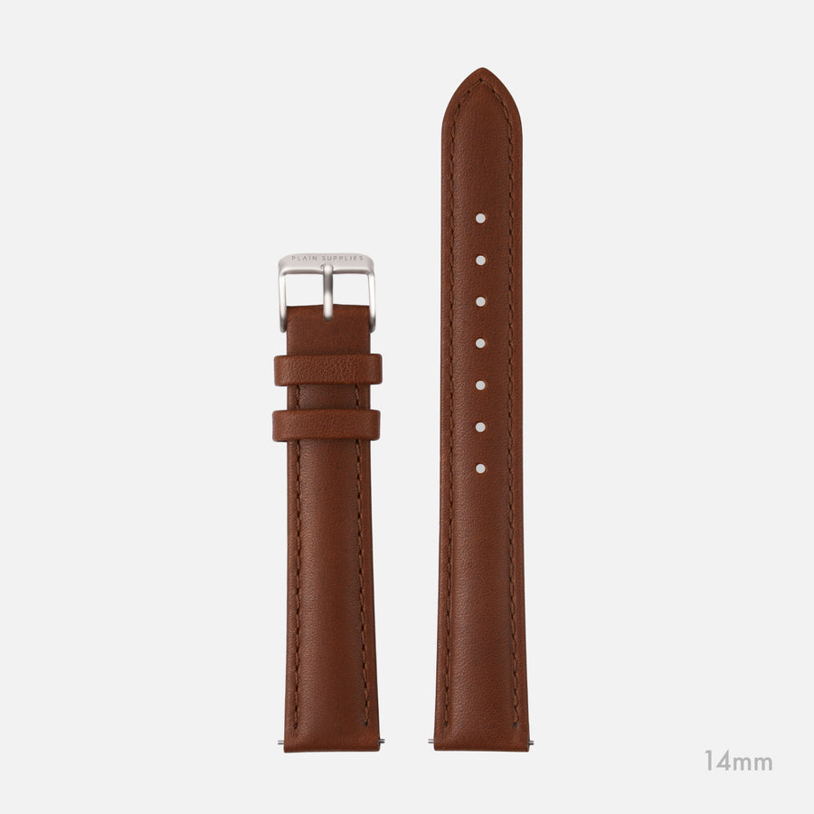 14/18mm Mickey Stitched Leather Straps - Brown