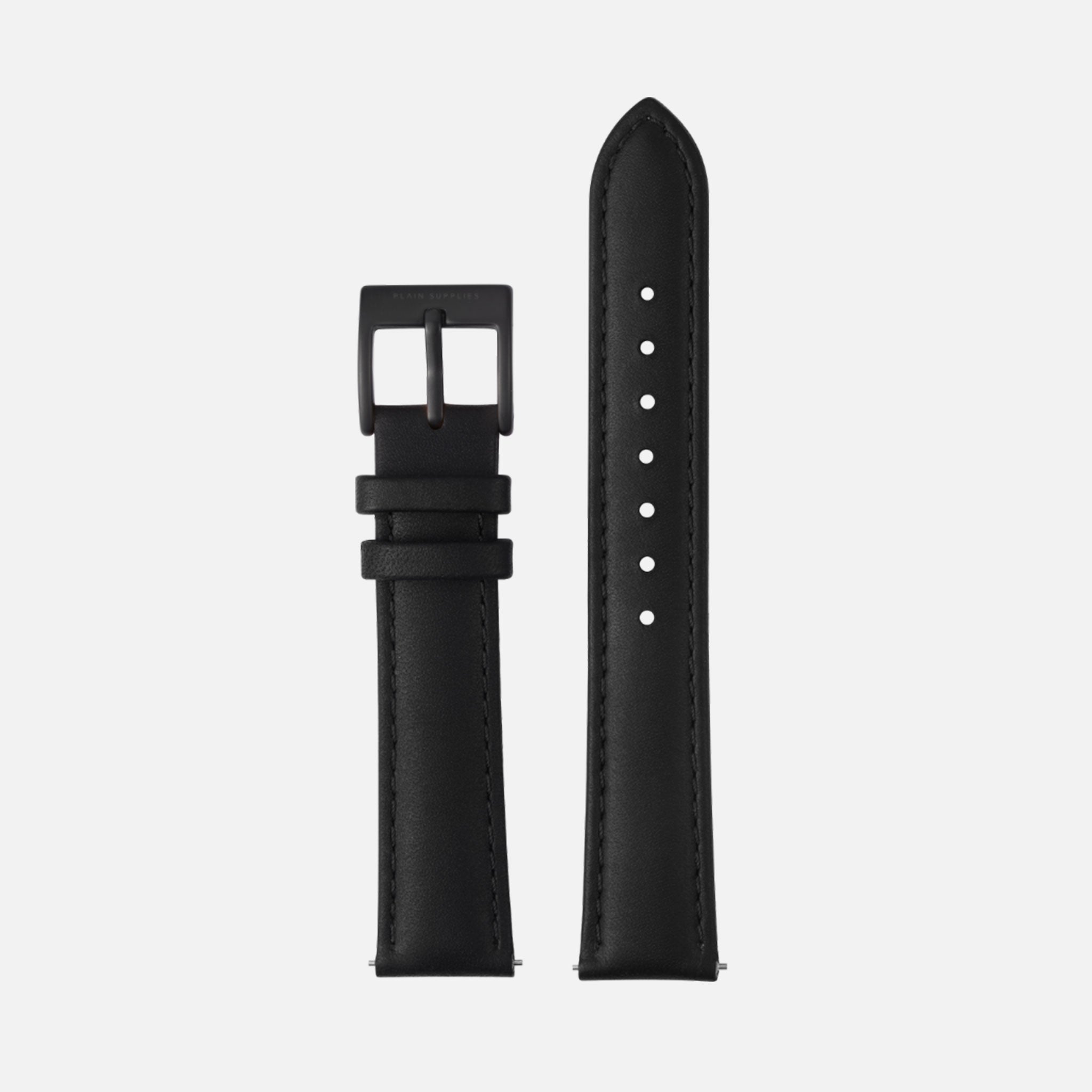 [Seconds & Sample Sale] 16/18/20mm Stitched Leather Strap - Black