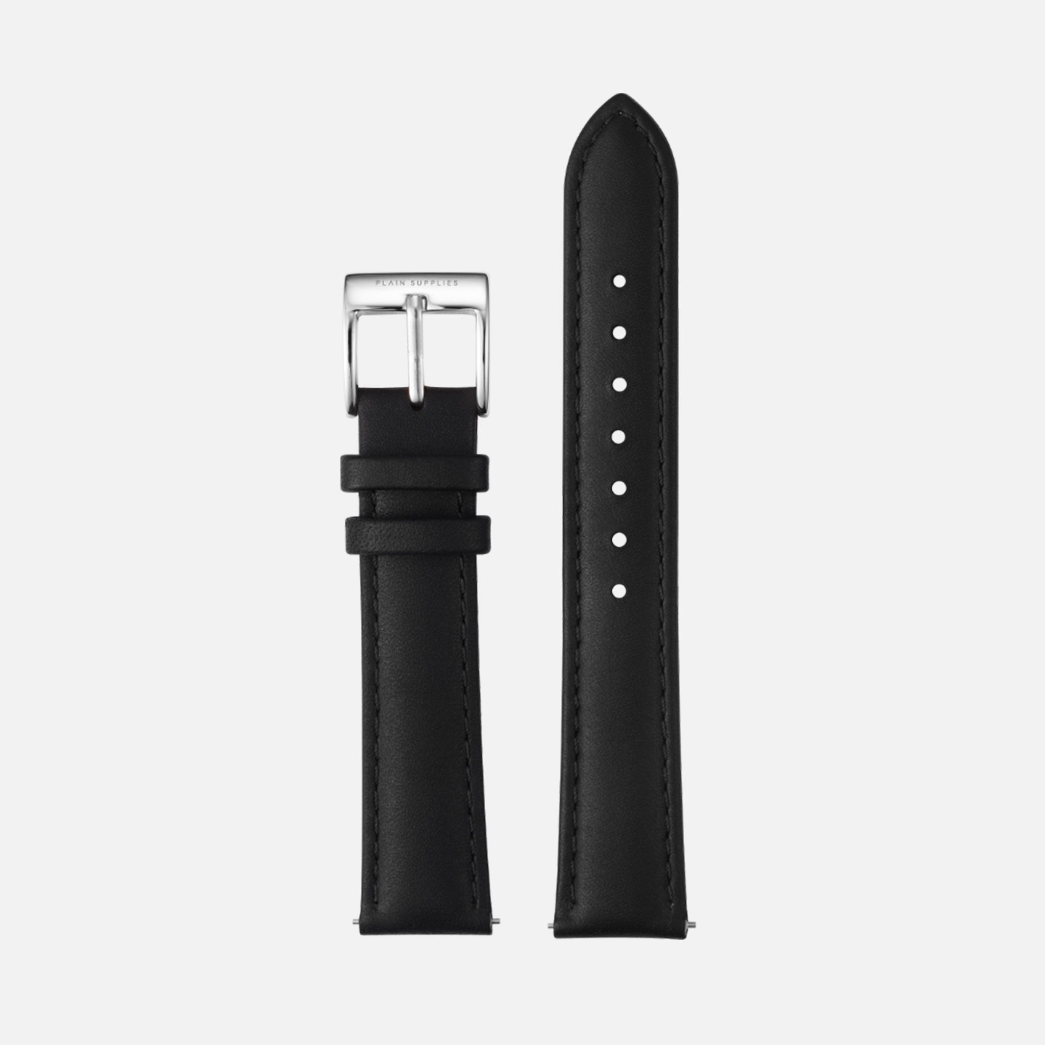 [Seconds & Sample Sale] 16/18/20mm Stitched Leather Strap - Black