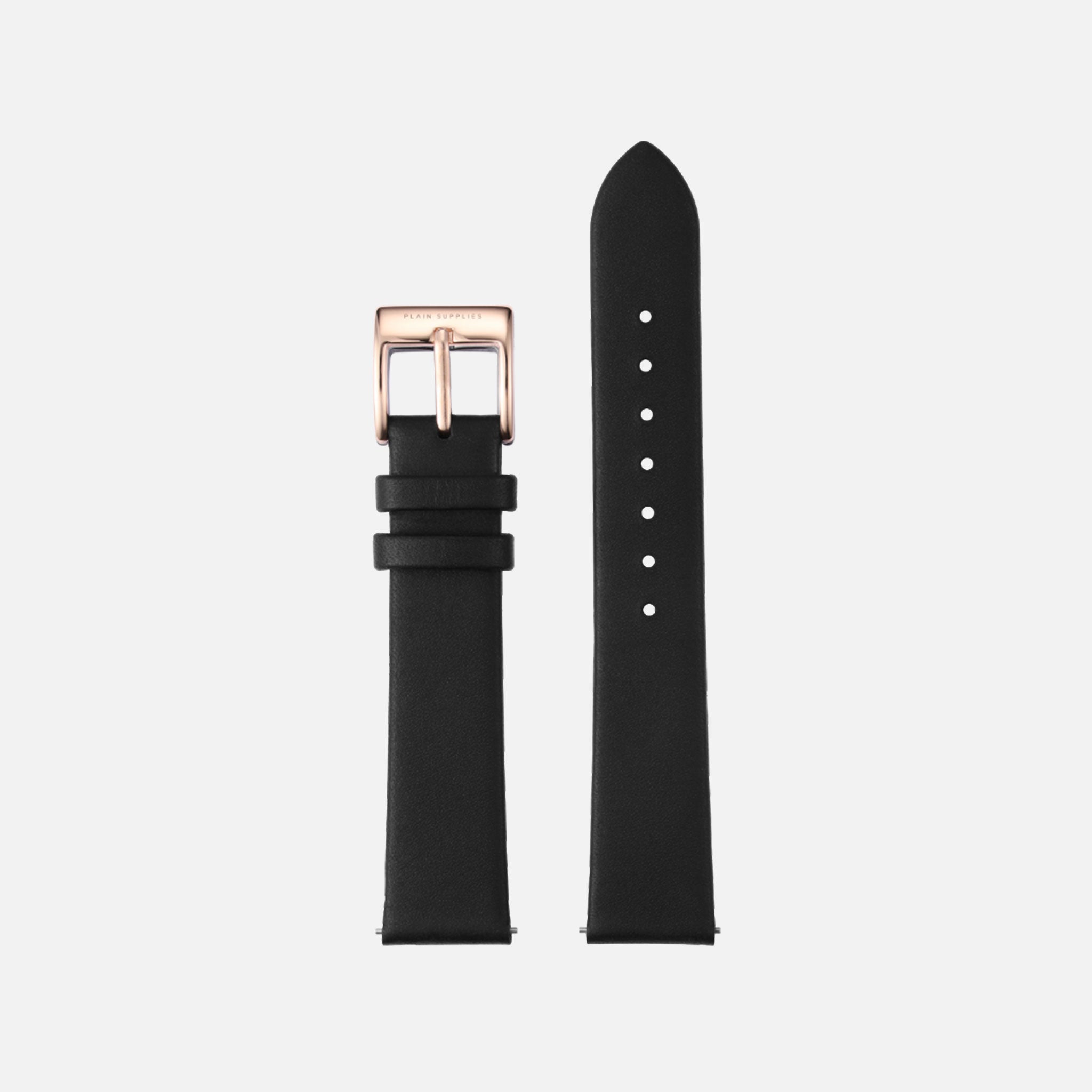 [Seconds & Sample Sale] 16/18/20mm Non-Stitched Leather Strap - Black