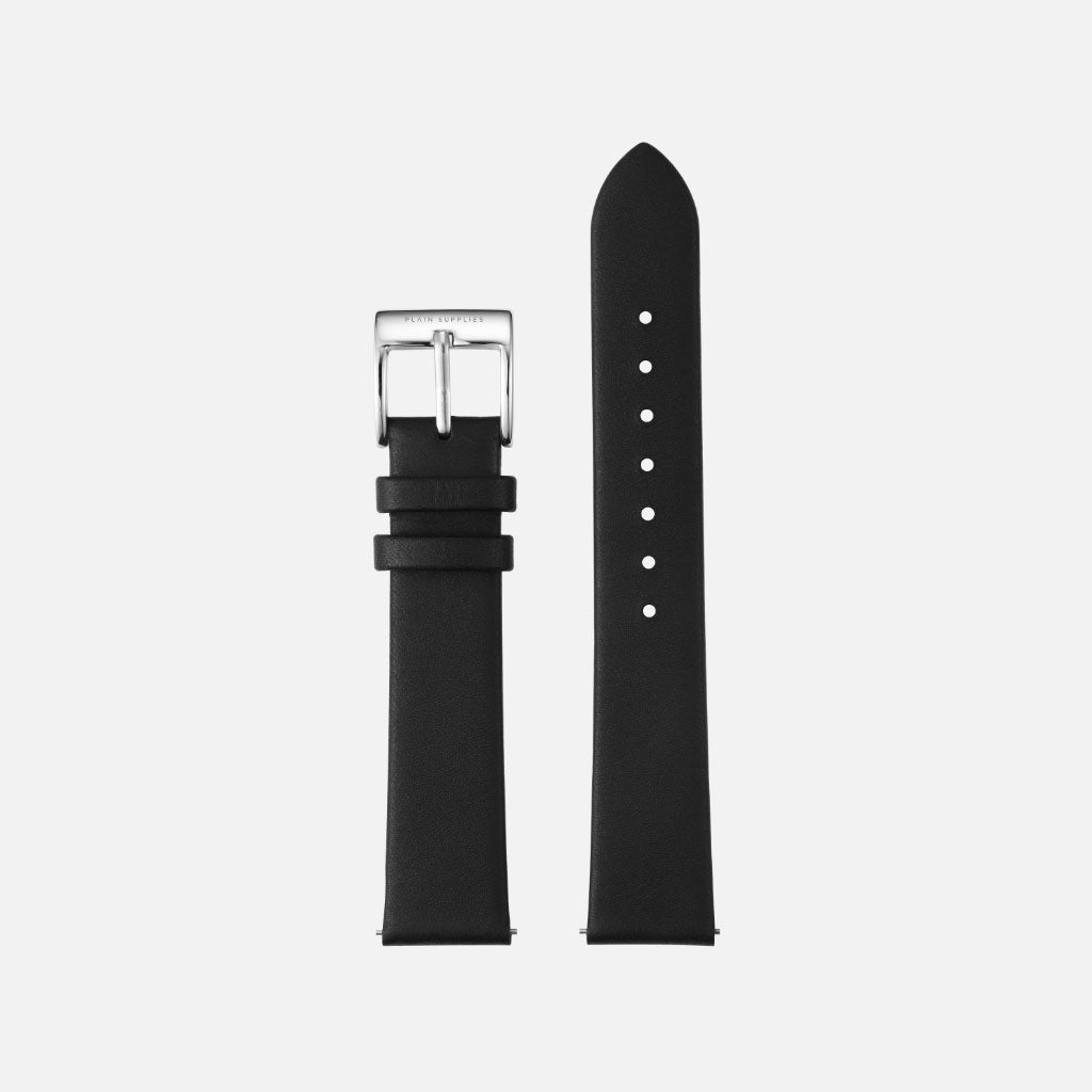 [Seconds & Sample Sale] 16/18/20mm Non-Stitched Leather Strap - Black