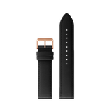 18mm Straight Stitched Leather Strap - Black