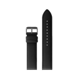 18mm Straight Stitched Leather Strap - Black
