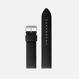 18mm Straight Stitched Leather Strap - Black