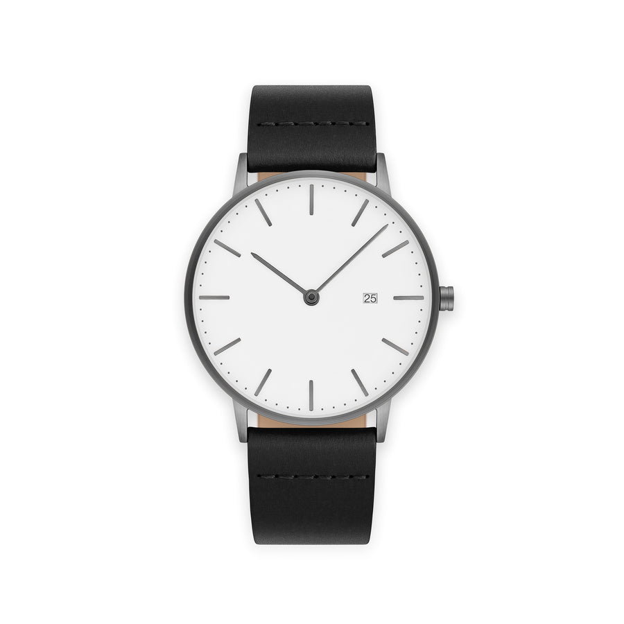 The Everyday Watch in Gunmetal – Black Leather